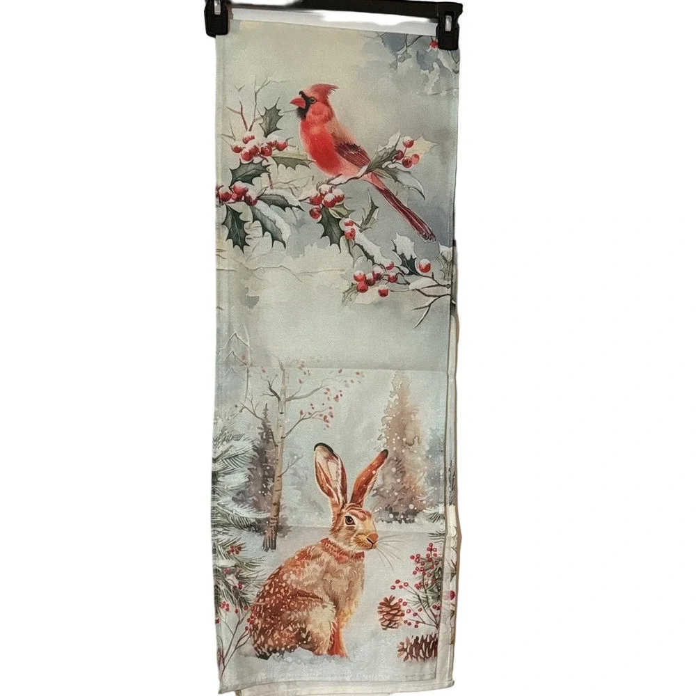 Festive Cardinal Holiday table runner